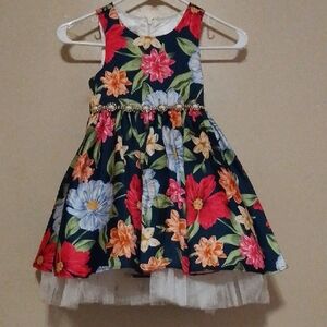 Elegant Floral Kids Dress with Gold Accents
